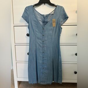 American Eagle Denim Blue Button-Down Dress
